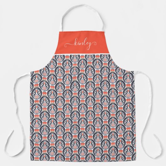 Floral Turkey Folk Art Pattern Schort (Voorkant)