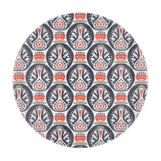 Floral Turkey Folk Art Pattern Snijplank (Voorkant)