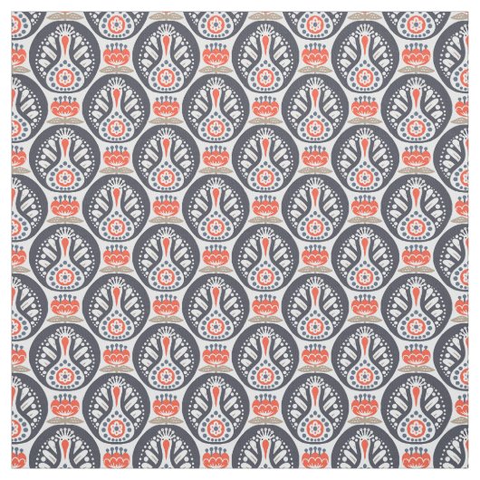 Floral Turkey Folk Art Pattern Stof (Swatch)