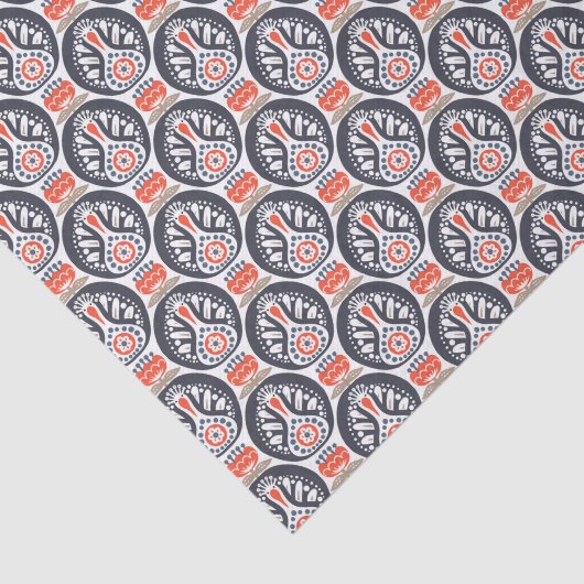 Floral Turkey Folk Art Pattern Tissuepapier (Detail)