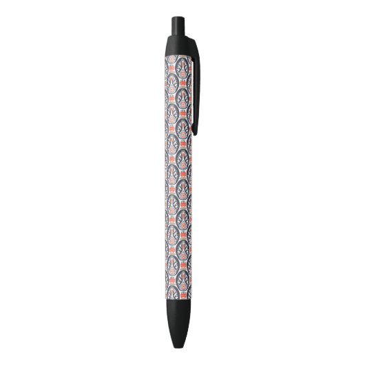 Floral Turkey Folk Art Pattern Zwarte Inkt Pen (Achterkant (Verticaal))