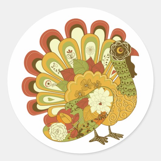 Floral Turkije Thankgiving Sticker (Voorkant)