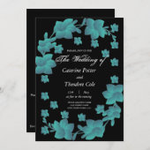 Floral, turkooizen bloemen kaart (Voorkant / Achterkant)