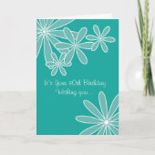 Floral Turquoise 30th Birthday Kaart (Voorkant)