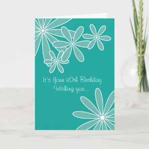 Floral Turquoise 30th Birthday Kaart