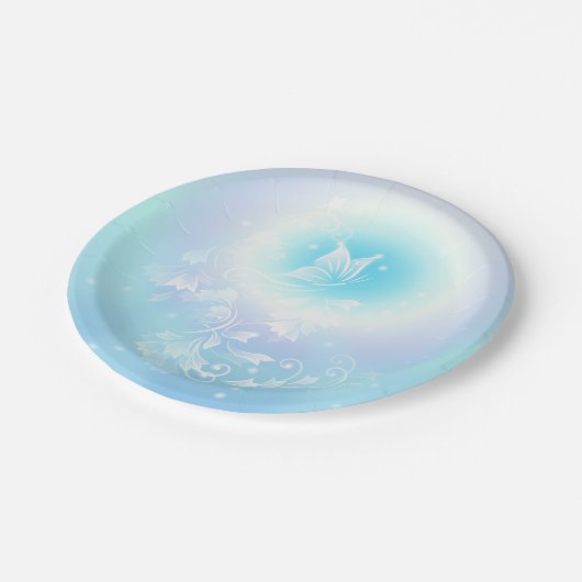 Floral Turquoise  Butterfly Papieren Bordje (Gekanteld)