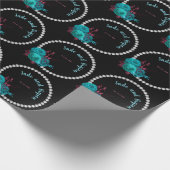 Floral Turquoise en Mauve Elegant Rhinestone Cadeaupapier (Hoek)