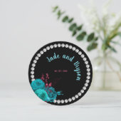 Floral Turquoise en Mauve Elegant Rhinestone Feestdagenkaart (Staand voorkant)