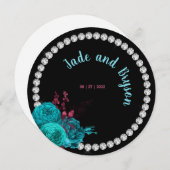 Floral Turquoise en Mauve Elegant Rhinestone Feestdagenkaart (Voorkant / Achterkant)