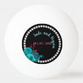 Floral Turquoise en Mauve Elegant Rhinestone Pingpongbal (Voorkant)