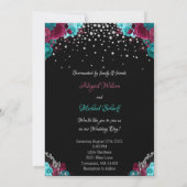 Floral Turquoise en Mauve Elegant Wedding Kaart (Achterkant)