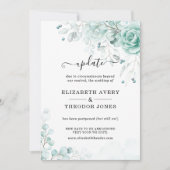 Floral Turquoise en sage greens Wedding Update Kaart (Voorkant)