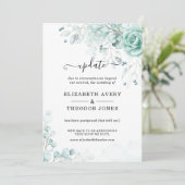 Floral Turquoise en sage greens Wedding Update Kaart (Staand voorkant)
