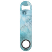 *~* Floral Turquoise Glitter Hemelse Waterverf Speed Flessenopener (Achterkant)