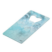 *~* Floral Turquoise Glitter Waterverf Celestial Creditkaart Flessenopener (Voorkant Gekanteld)