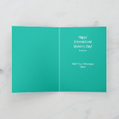 Floral Turquoise Internationale Vrouwendag Kaart (Binnen)
