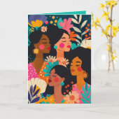 Floral Turquoise Internationale Vrouwendag Kaart (Gele Bloem)