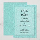 Floral Turquoise Save The Date (Voorkant / Achterkant)