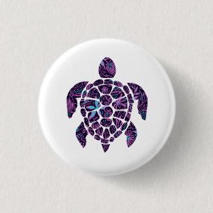 Floral Turtle Ronde Button 3,2 Cm