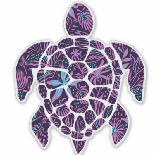 Floral Turtle Sticker (Voorkant)