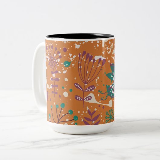 Floral Tweekleurige Koffiemok (Voorkant links)