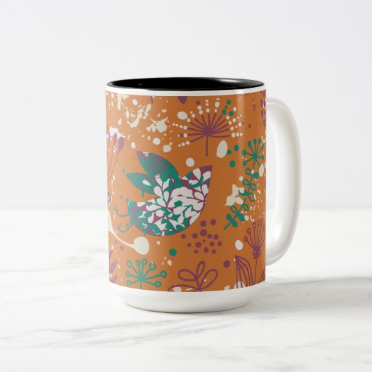 Floral Tweekleurige Koffiemok (Voorkant rechts)