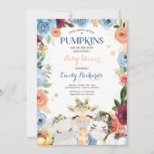 Floral Twin Safari Animals Pumpkin Baby shower Kaart (Voorkant)