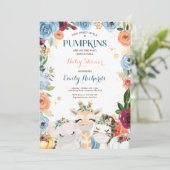 Floral Twin Safari Animals Pumpkin Baby shower Kaart (Staand voorkant)