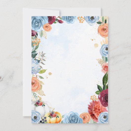 Floral Twin Safari Animals Pumpkin Baby shower Kaart (Achterkant)