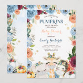 Floral Twin Safari Animals Pumpkin Baby shower Kaart (Voorkant / Achterkant)