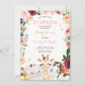 Floral Twin Safari Animals Pumpkin Baby shower Kaart (Voorkant)