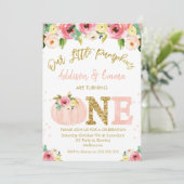  Floral Twins Onze kleine pomkin Birthday Kaart (Staand voorkant)