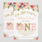  Floral Twins Onze kleine pomkin Birthday Kaart (Voorkant / Achterkant)