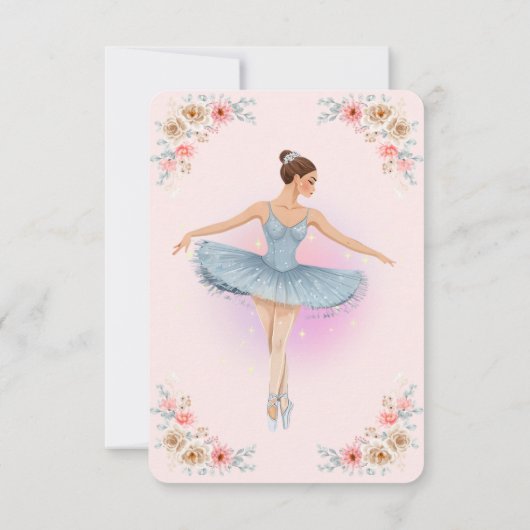 Floral Twirling Ballerina Waterverf Baby shower Bedankkaart (Achterkant)