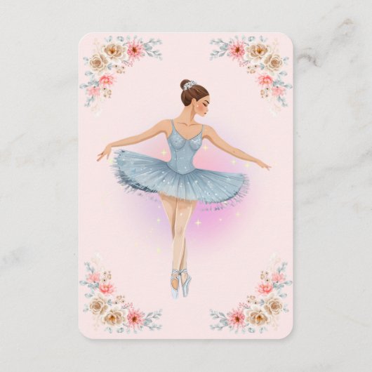 Floral Twirling Ballerina Waterverf Baby shower Informatiekaartje (Achterkant)