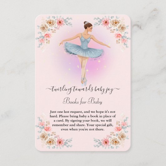 Floral Twirling Ballerina Waterverf Baby shower Informatiekaartje (Voorkant)