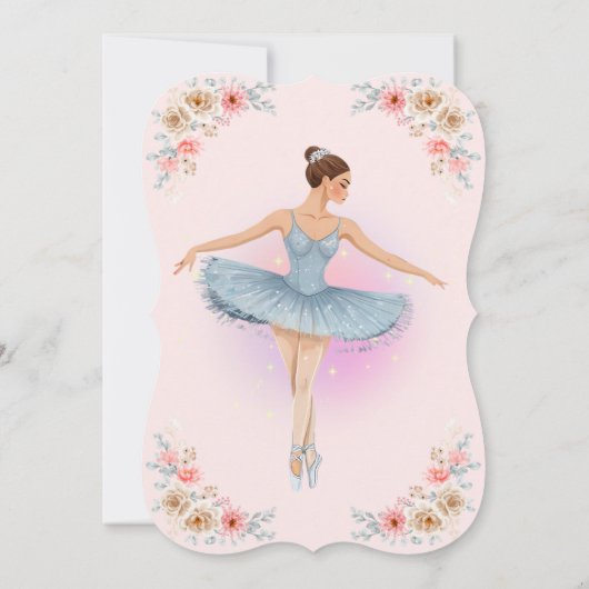 Floral Twirling Ballerina Waterverf Baby shower Kaart (Achterkant)