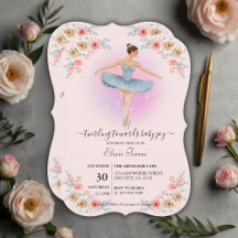 Floral Twirling Ballerina Waterverf Baby shower