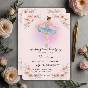 Floral Twirling Ballerina Waterverf Baby shower Kaart