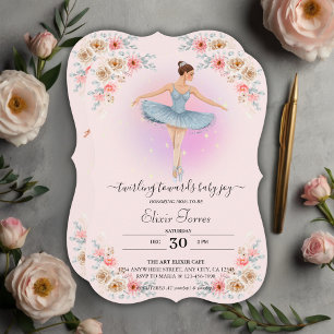 Floral Twirling Ballerina Waterverf Baby shower Kaart