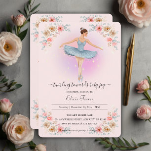 Floral Twirling Ballerina Waterverf Baby shower Kaart