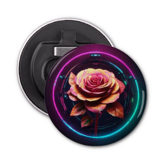 "Floral Twist flesopener" Button Flesopener (Voorkant)