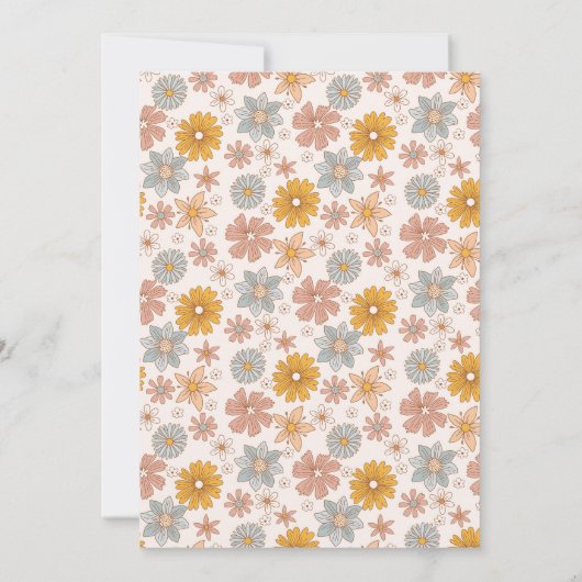 Floral Two Groovy 2e Retro Birthday Party Kaart (Achterkant)