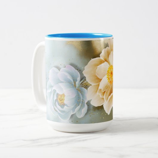 Floral Two-Tone Coffee Mok (Voorkant links)