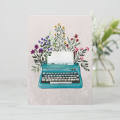 Floral Typewriter Kaart (Staand voorkant)