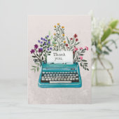 Floral Typewriter Kaart (Staand voorkant)