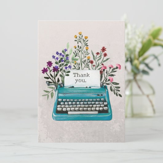 Floral Typewriter Kaart (Staand voorkant)