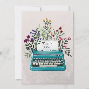 Floral Typewriter Kaart