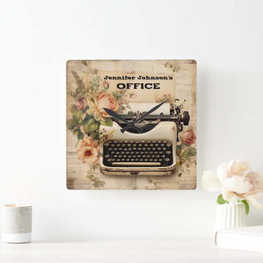Floral  Typewriter wandklok (Huis)