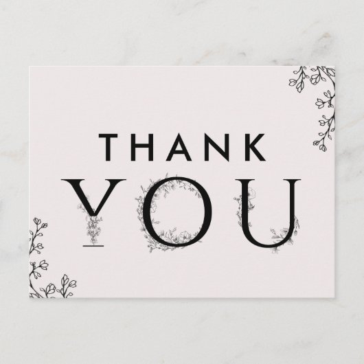 Floral Typografie Bedankt Briefkaart (Voorkant)